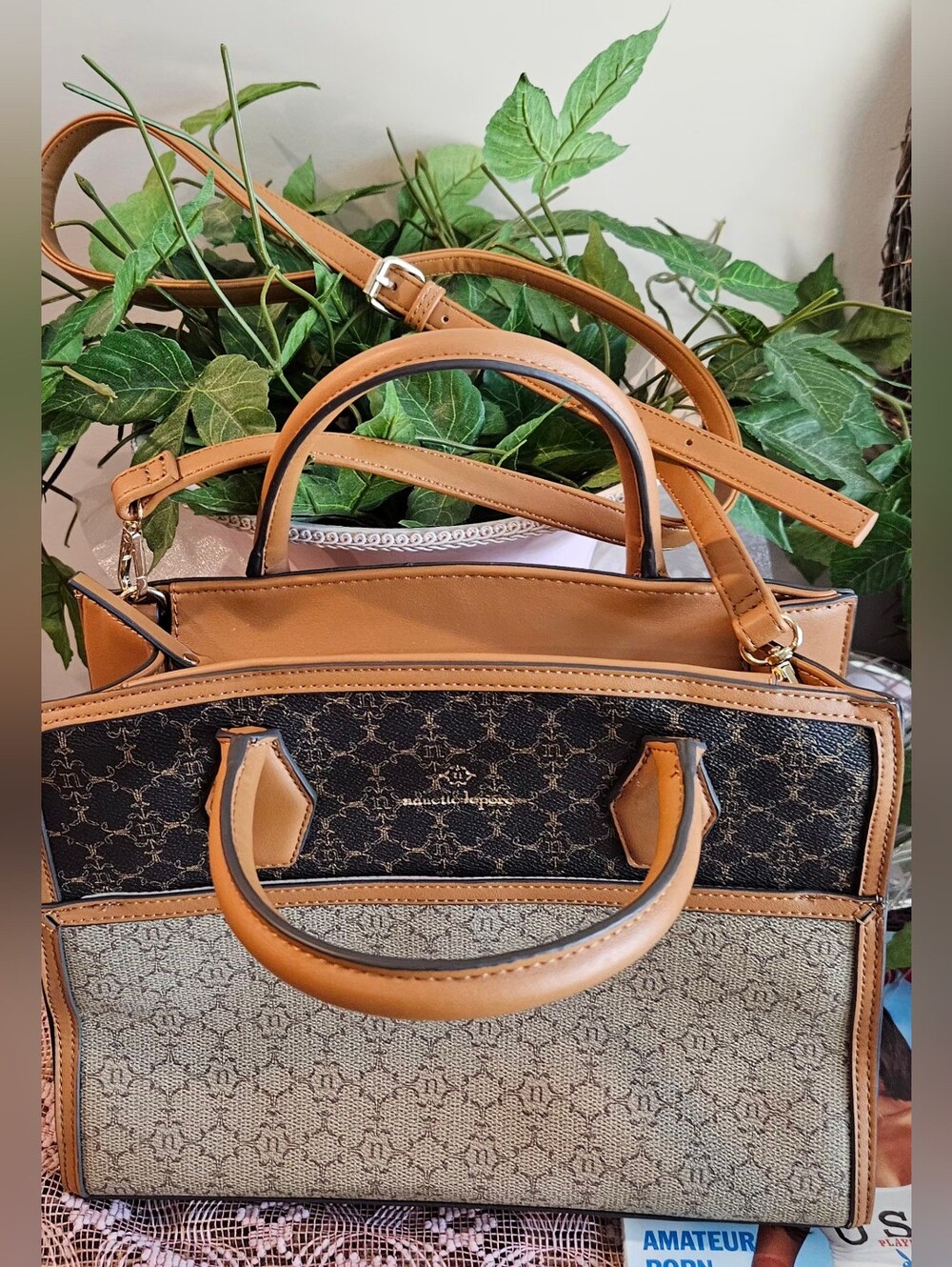 Nanette Lepore Multi-Textured Logo Satchel & Crossbody Bag
